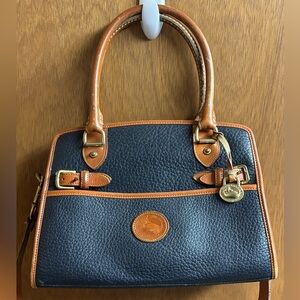Dooney & Bourke Navy and Tan Leather Satchel